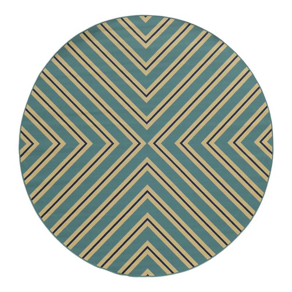 Oriental Weavers Riviera 4589 7"10" Round Blue Area Rug, , large