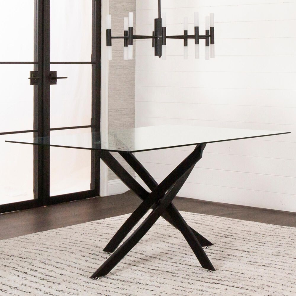 Sunset Furniture Lena Dining Table in Clear and Matte Black, , large