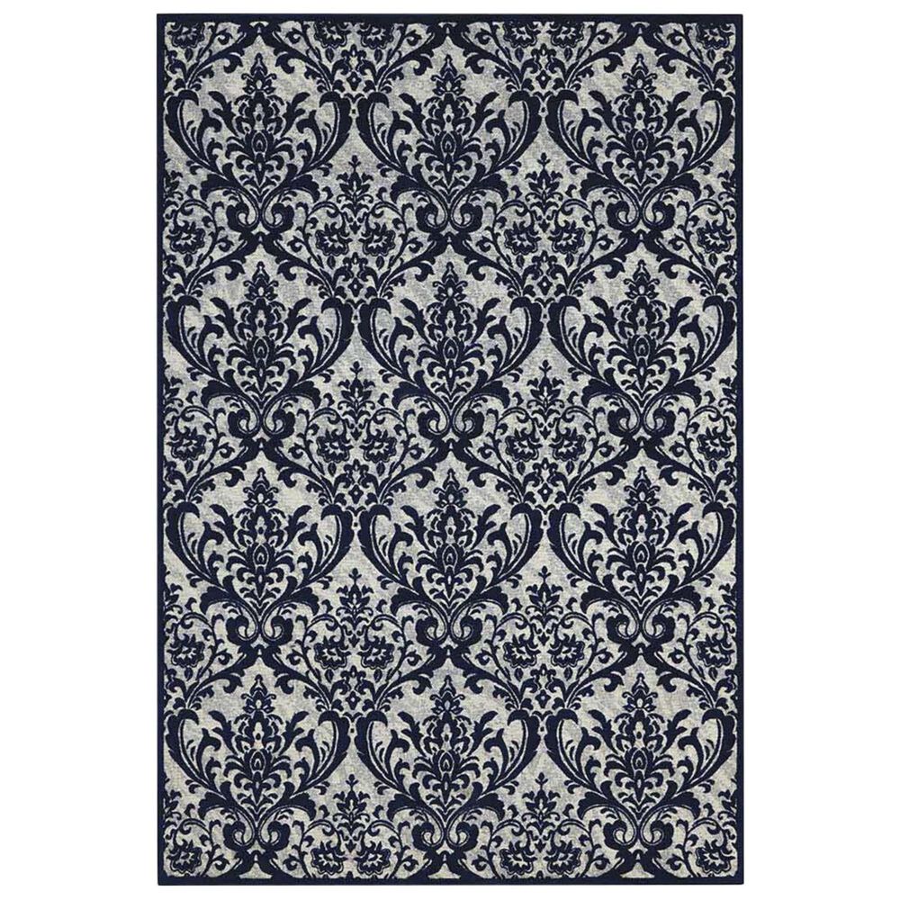 Nourison Damask DAS02 2"3" x 3"9" Ivory and Navy Area Rug, , large