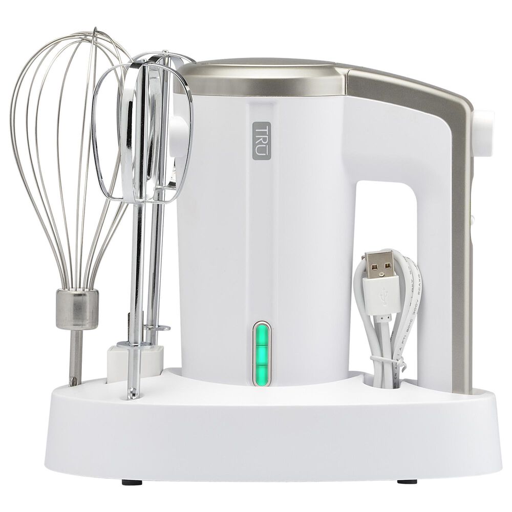 TRU TRU 3-Speed Hand Mixer with Whisk Attachment in White, , large