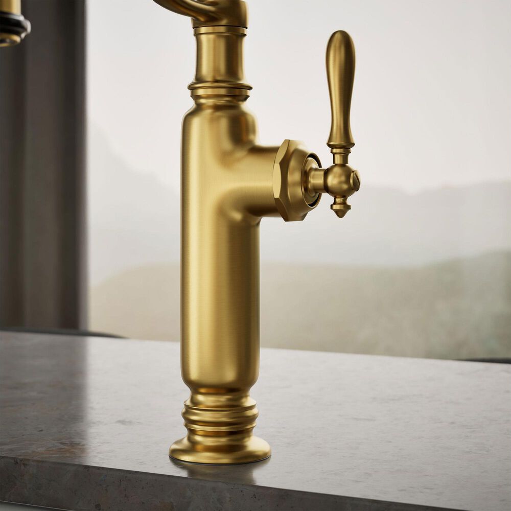 Kohler Tournant Semi-Professional Pull Down Kitchen Sink Faucet in Vibrant Brushed Moderne Brass, , large