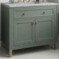 James Martin Vanities Chicago 36" Single Bathroom Vanity in Smokey Celadon with 3 cm Carrara White Marble Top and Rectangular Sink, , large