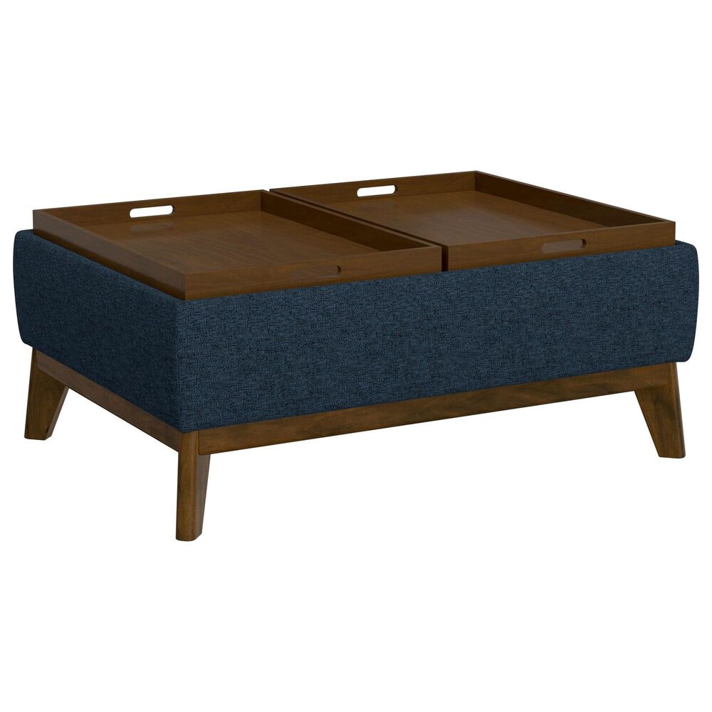 Emerald Home Furnishings Aria Storage Ottoman with Tray in Navy Storm, , large