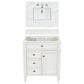 James Martin Vanities Brittany 30" Single Bathroom Vanity in Bright White with 3 cm Ethereal Noctis Quartz Top and Rectangle Sink, , large