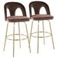 LumiSource Ava Swivel Bar Stool with Espresso Velvet Upholstery in Gold (Set of 2), , large