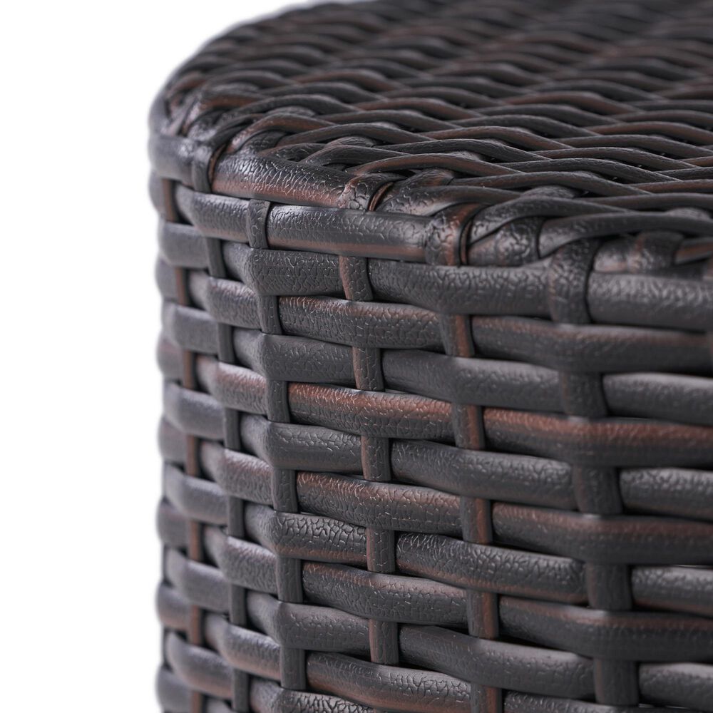 Hearth and Haven Kingstown Outdoor Barrel Side Table in Brown, , large