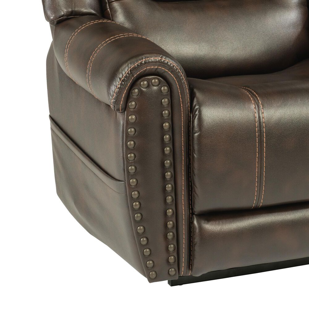 Flexsteel Oscar Power Lift Recliner with Headrest and Lumbar in Dark Brown, , large