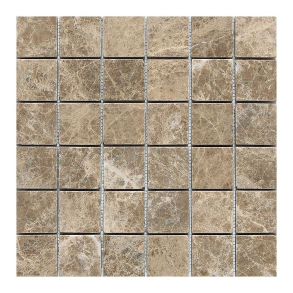 Dal-Tile 2" x 2" Tumbled Mosaic Tile in Emperador Light Classic, , large