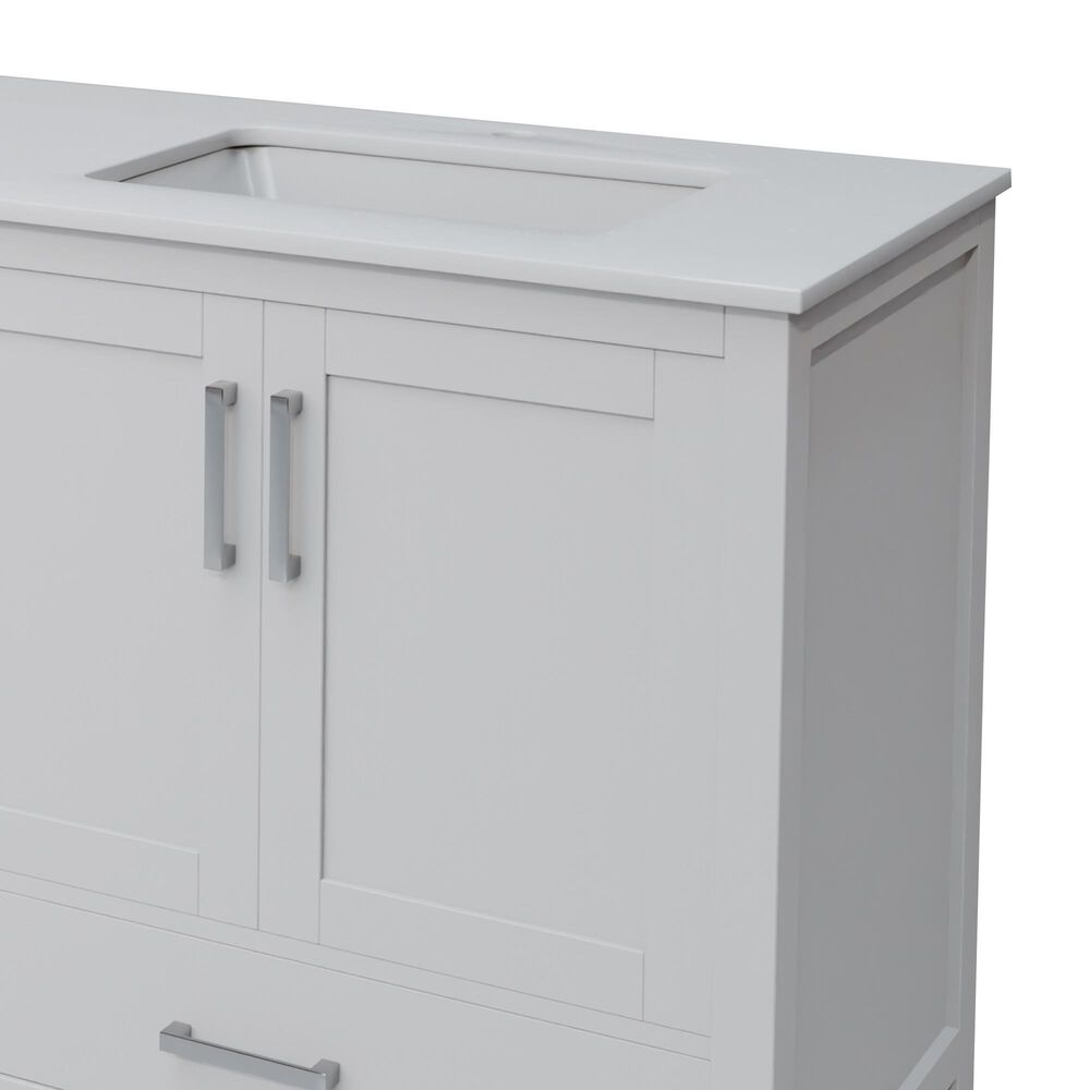 Lexora Home Jacques 72&quot; Double Bathroom Vanity in White with 2 cm White Quartz Top and Rectangular Sinks, , large