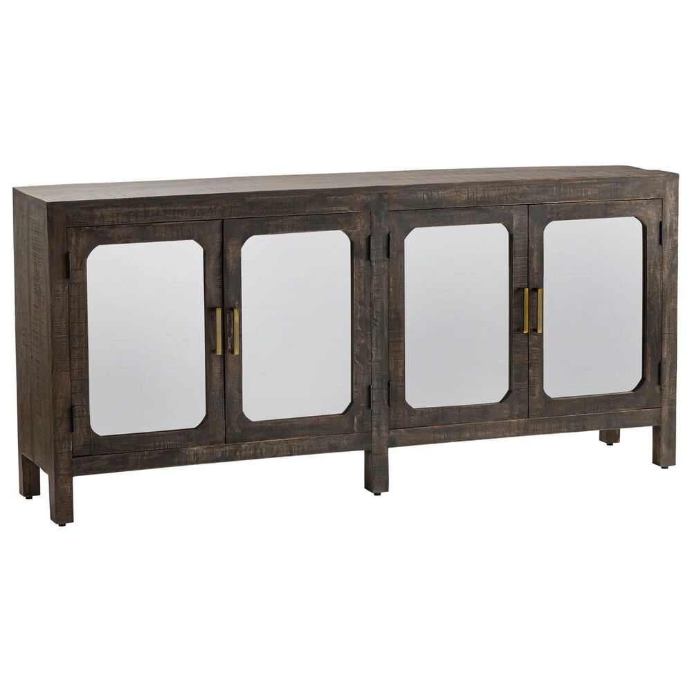 Crestview Collection Northridge 74" 4-Door Mirrored TV Stand in Black, , large