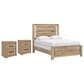 Ashley Brozmont Queen Panel Bed with Two Nightstands in Natural Brown, , large