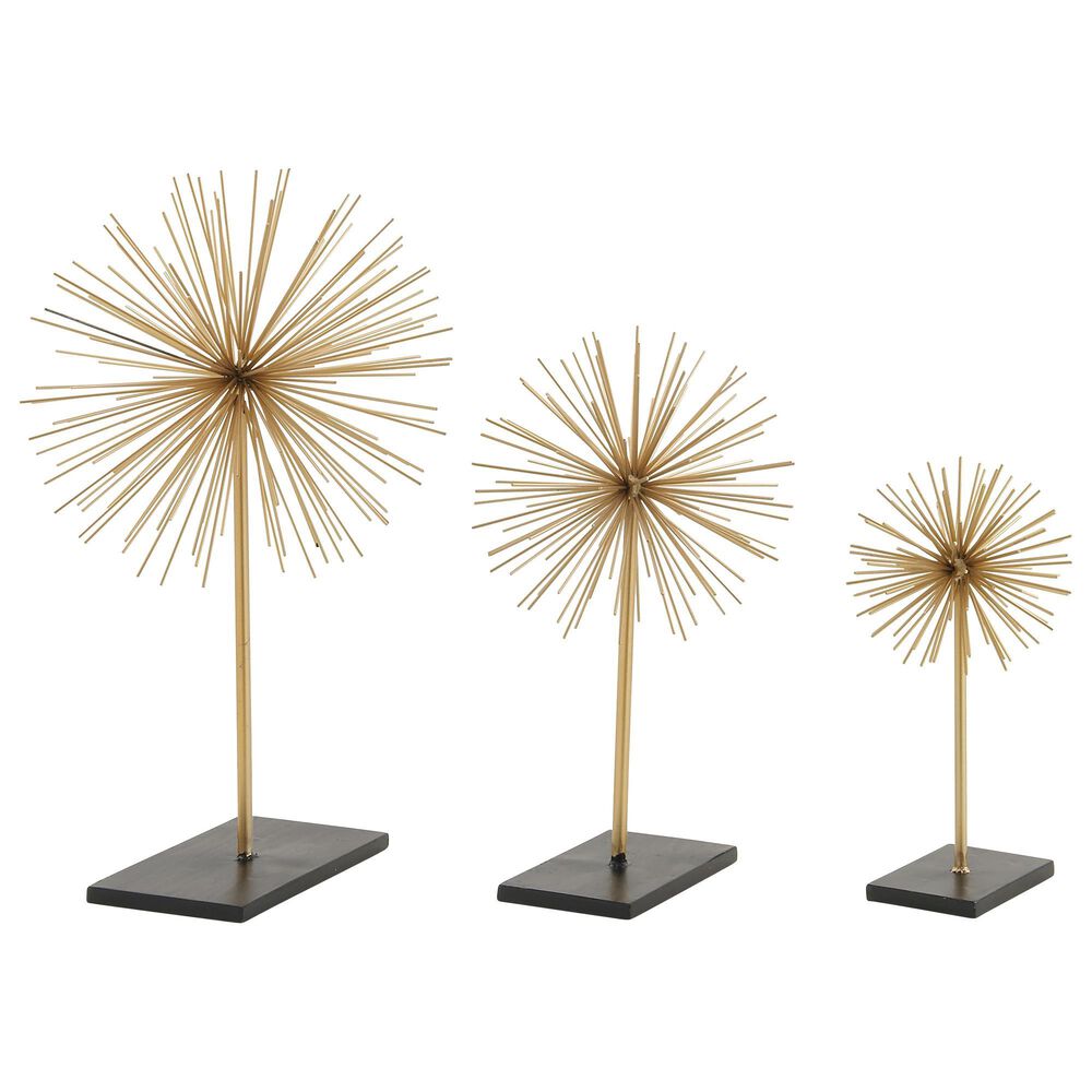 Maple and Jade Assorted Starburst Table Decor in Gold (Set of 3), , large