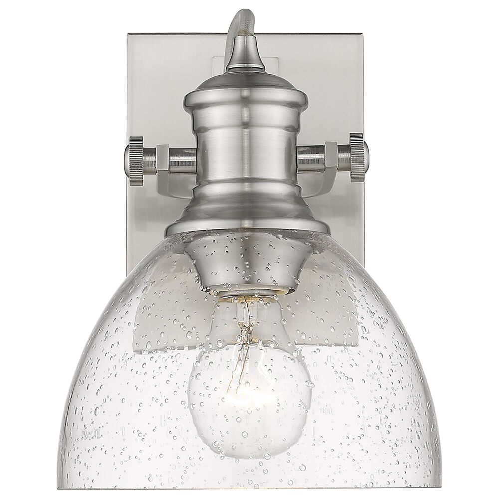 Golden Lighting Hines 1-Light Bath Vanity with Seeded Glass in Pewter, , large