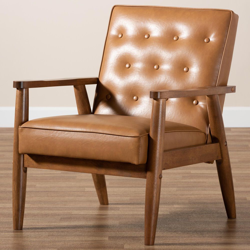 Baxton Studio Sorrento Lounge Chair in Tan, , large
