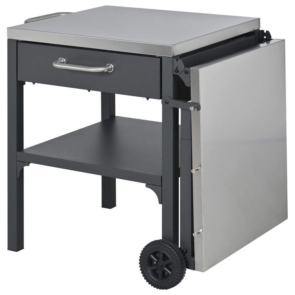 Hearth and Haven Outdoor Foldable Kitchen Cart with Side Table in Gray, , large