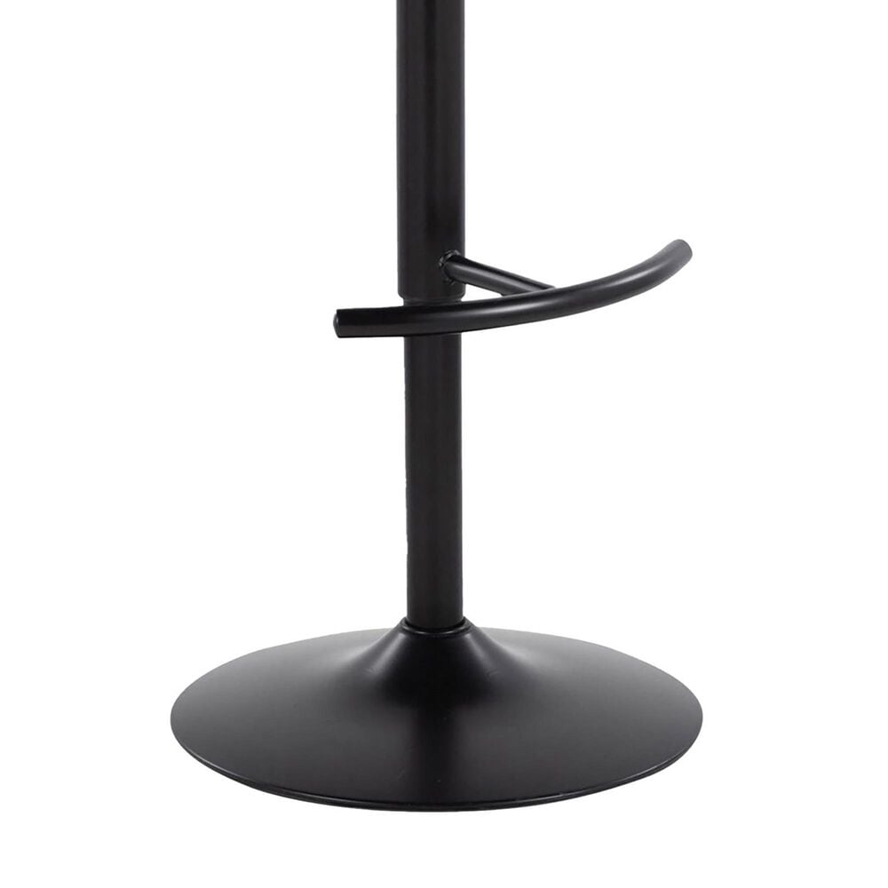 LumiSource Fabrico Swivel Adjustable Bar Stool with Cream Faux Leather Upholstery and Rounded T Footrest in Black (Set of 2), , large