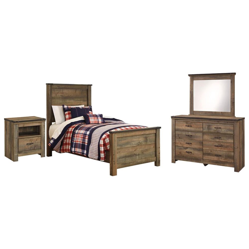 Ashley Trinell 4 Piece Twin Panel Bedroom Set in Brown, , large