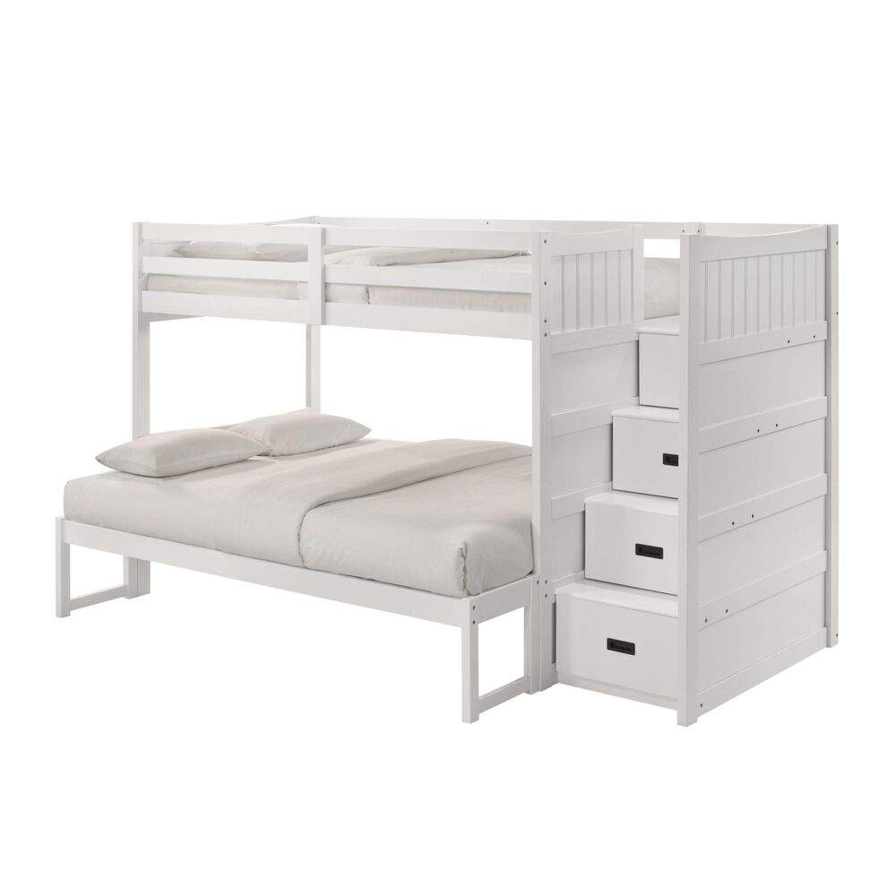 Mayberry Hill Sami Twin Over Full Step Bunk Bed in White, , large