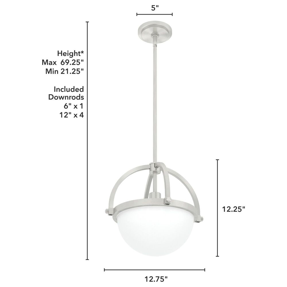Hunter Wedgefield 1-Light Pendant in Brushed Nickel, , large