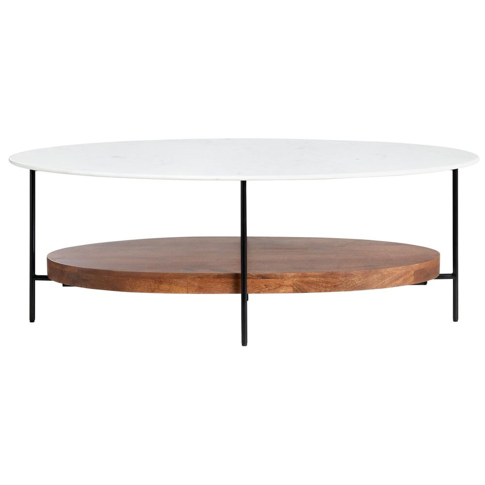 Crestview Collection Brewpub Oval Cocktail Table in White and Brown, , large