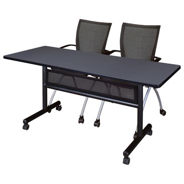 Regency Global Sourcing 3-Piece Mobile Training Table Set in Grey/Black/Silver, , large