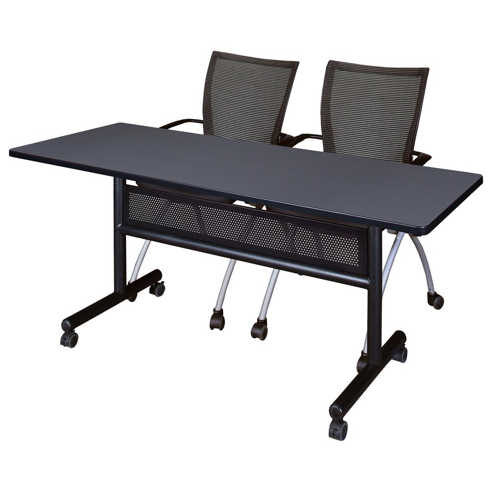 Regency Global Sourcing 3-Piece Mobile Training Table Set in Grey/Black/Silver, , large