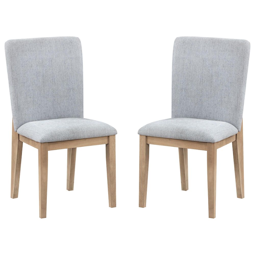 HOMLUX Armless Chair with Gray Cushion in Oak (Set of 2), , large