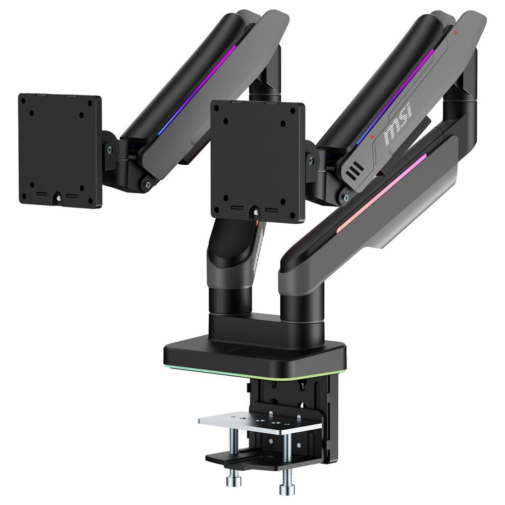 MSI Dual Monitor Mounting Arms in Matte Black and Painted Gray, , large