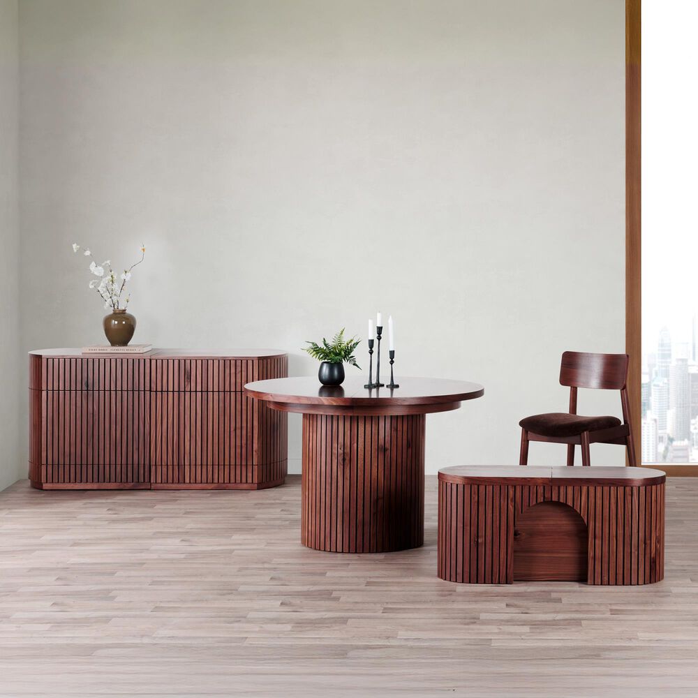 Transformer Table Round Dining Bench in Royal Walnut, , large