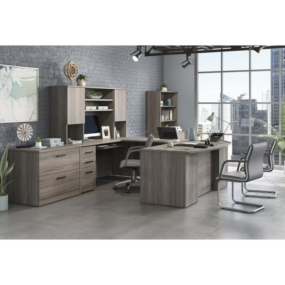 Sauder Affirm 6-Piece Commercial Office Desk Suite in Hudson Elm, , large