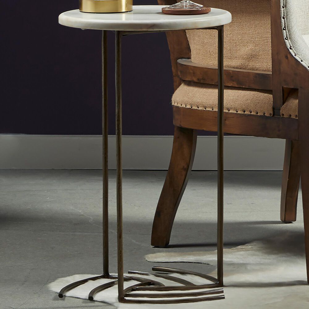 Accentric Approach Iron Side Table with Marble Top, , large