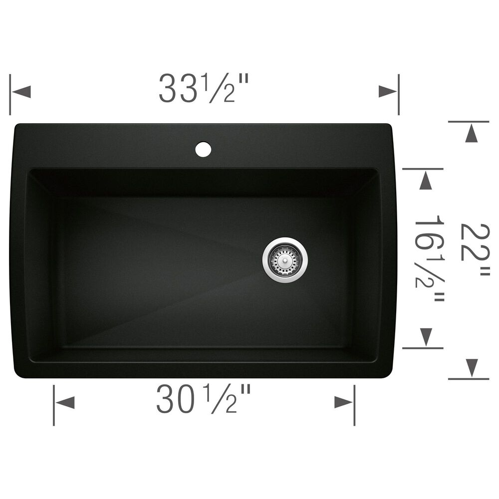 Blanco Diamond Super Single Dual Mount Kitchen Sink in Coal Black, , large