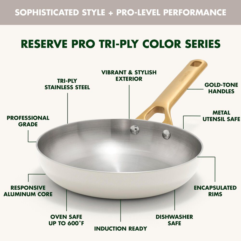 Green Pan Reserve Pro 8" Uncoated Open Frypan in Cream, , large