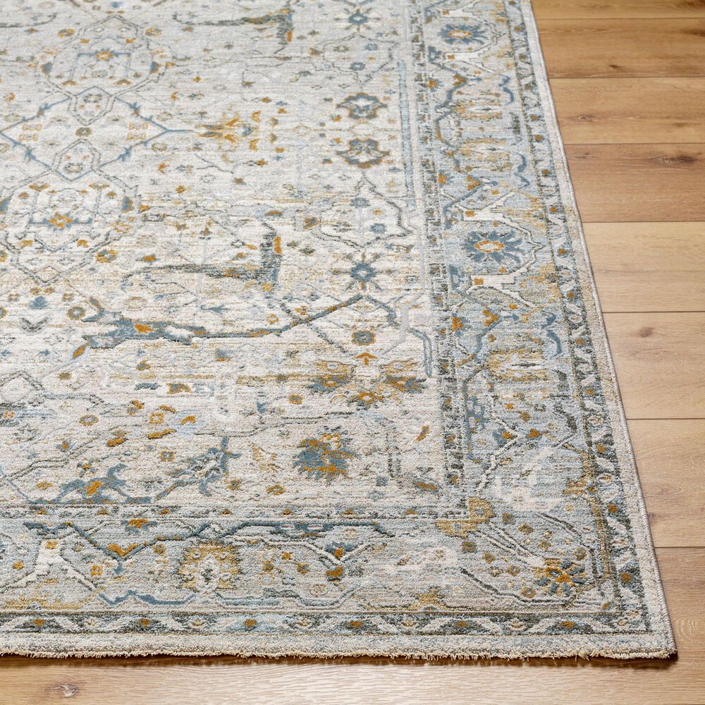 Surya Dresden Taupe, Off-White, Dusty Sage, Deep Teal, Olive, Light Gray and Mustard 2'7" x 7'3" Runner, , large