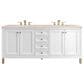 James Martin Vanities Chicago 72" Double Bathroom Vanity in Glossy White with 3 cm Eternal Marfil Quartz Top and Rectangular Sinks, , large