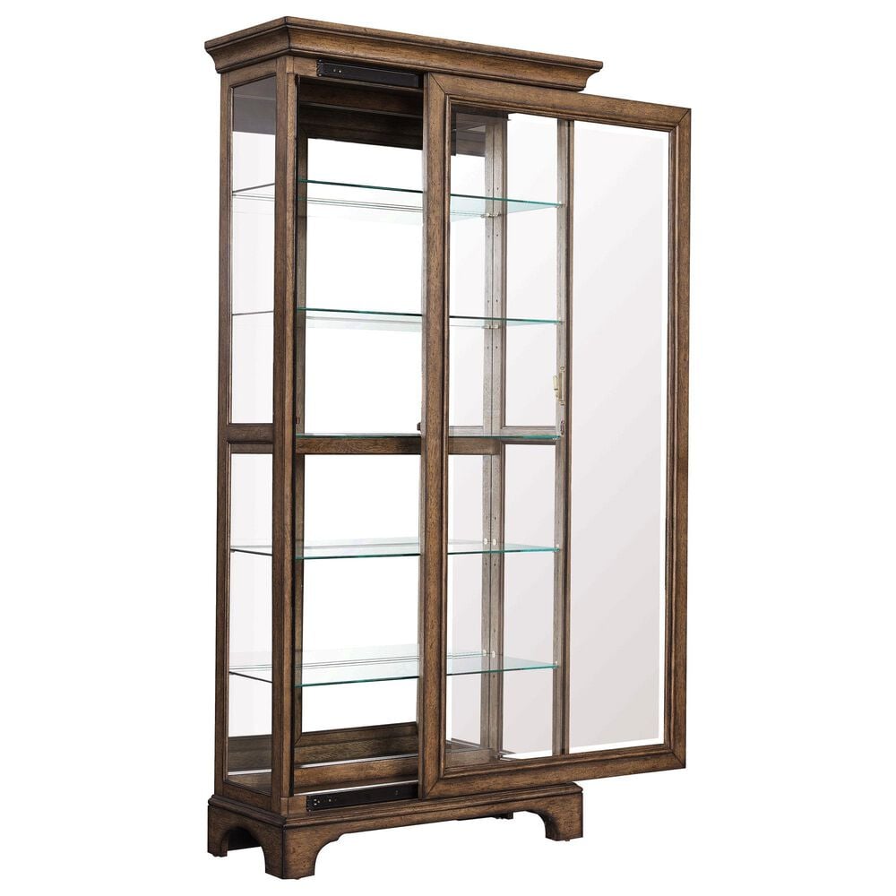 Chapel Hill Accents Sliding Door Curio Cabinet in Brown, , large