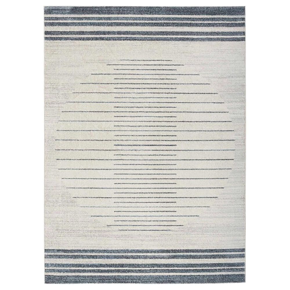 Nourison Astra Machine Washable ASW04 2"2" x 4" Ivory and Blue Area Rug, , large
