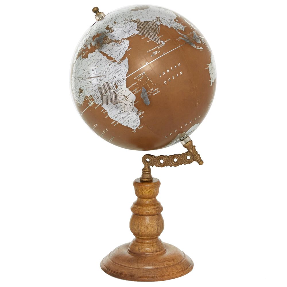 Maple and Jade 8&quot; x 15&quot; Globe in Silver, Copper and Natural Golden Brown, , large