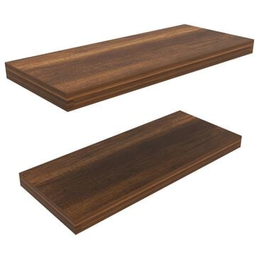Hearth and Haven 32" Floating Wall Shelf in Walnut (Set of 2), , large