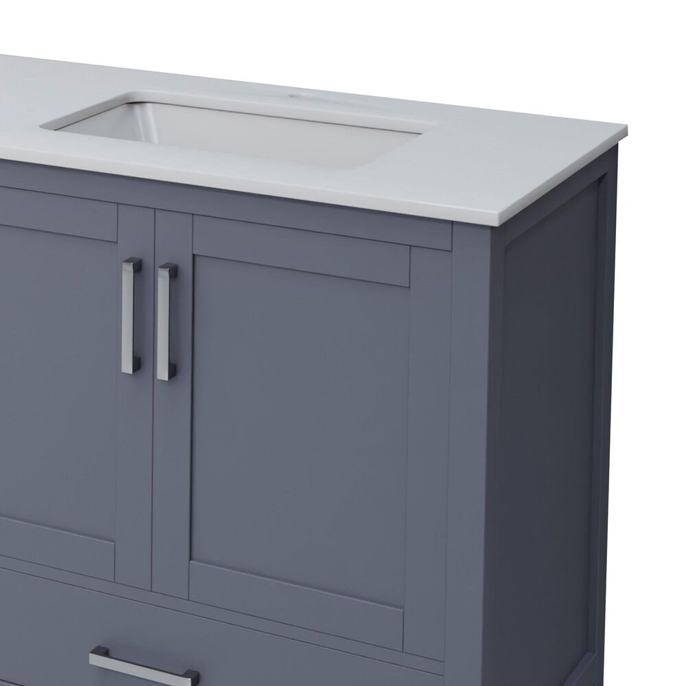 Lexora Home Jacques 80&quot; Double Bathroom Vanity in Dark Grey with 2 cm White Quartz Top and Rectangular Sinks, , large