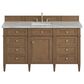 James Martin Brittany 60" Single Bathroom Vanity in Pecan with 3 cm Victorian Silver Silestone Top, Rectangular Sink and FreePower Wireless Charger, , large