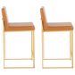 Lumisource Fuji High Back Counter Stool with Camel Faux Leather Cushion in Gold (Set of 2), , large