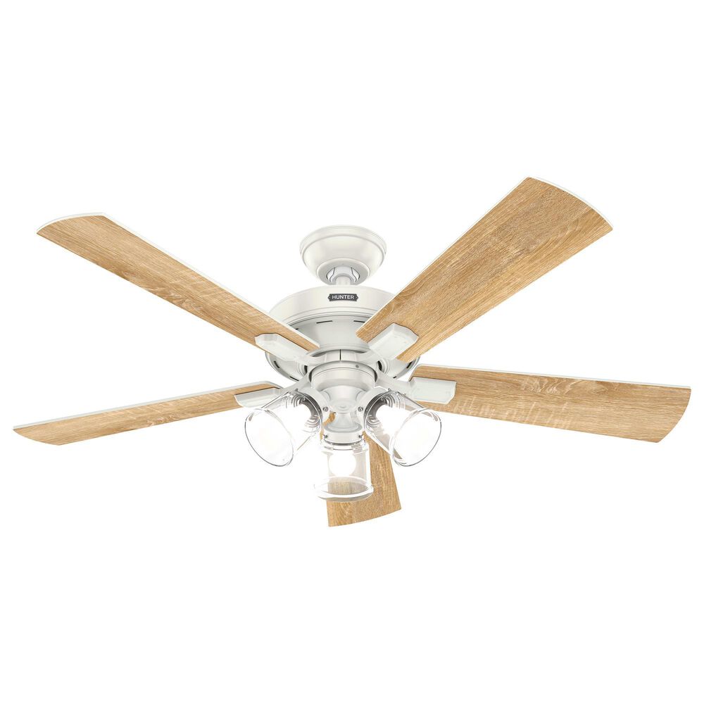 Hunter Crestfield 52&quot; Remote Ceiling Fan with LED Lights in Fresh White, , large