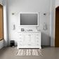 Lexora Home Dukes 48" Single Bathroom Vanity in White with 2 cm White Carrara Marble Top and Rectangular Sink, , large