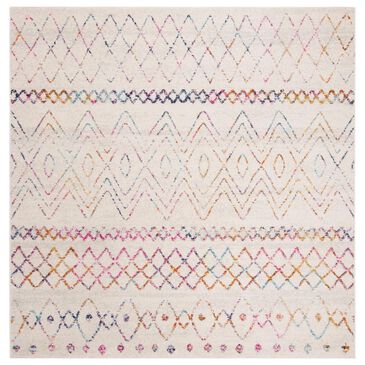 Safavieh Madison MAD798A 4" Square Ivory and Fuchsia Area Rug, , large