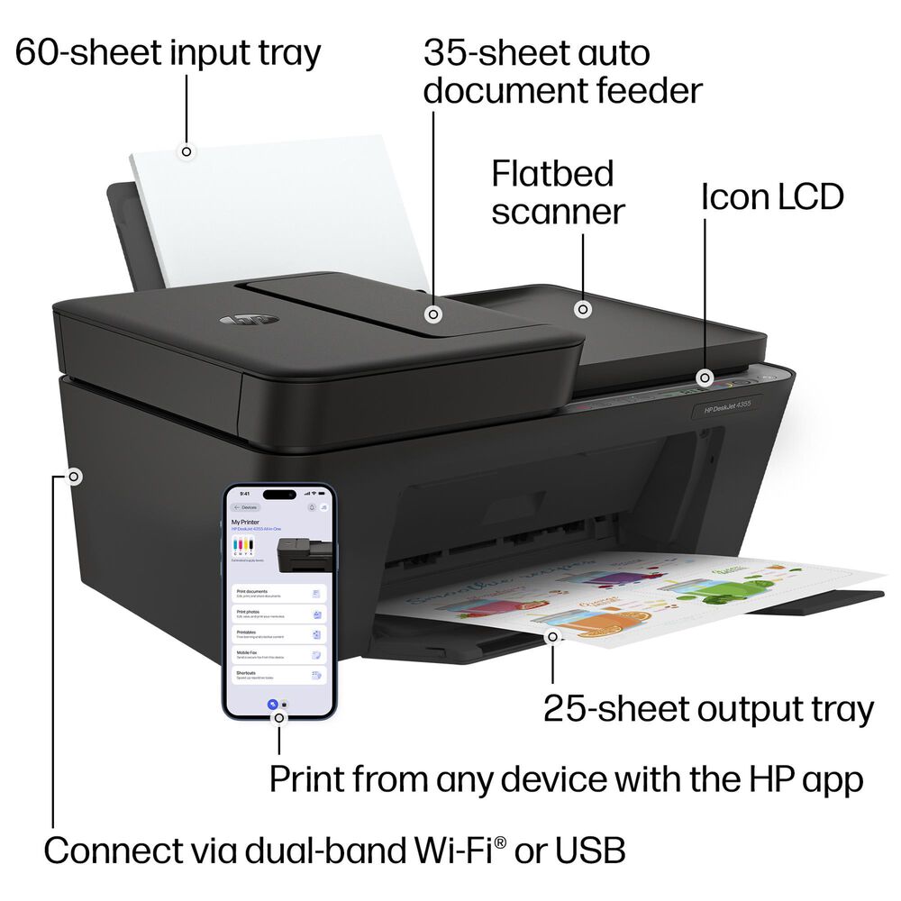 HP DeskJet 4355 All-in-One Printer in Charcoal, , large