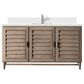 James Martin Vanities Portland 60" Single Bathroom Vanity in Whitewashed Walnut with Single Hole 3 cm White Zeus Quartz Top and Rectangular Sink, , large