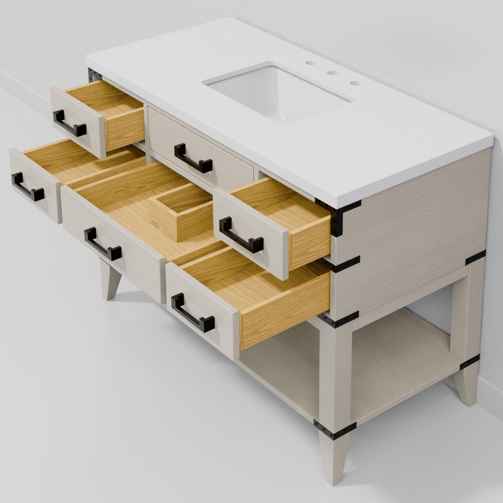 Lexora Home Norwalk 48" Single Bathroom Vanity in White Oak with White Cultured Marble Top and Rectangular Sink, , large
