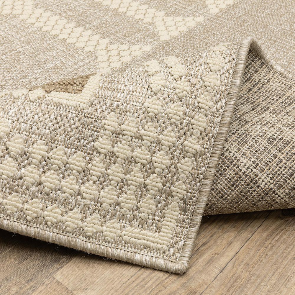ROW by Oriental Weavers Zarina ZAR08 Beige and Brown 3'3" x 5' Indoor/Outdoor Area Rug, , large