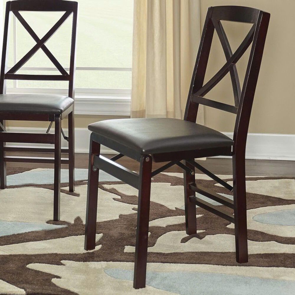 Linden Boulevard Triena Cross Back Folding Chair in Espresso, , large